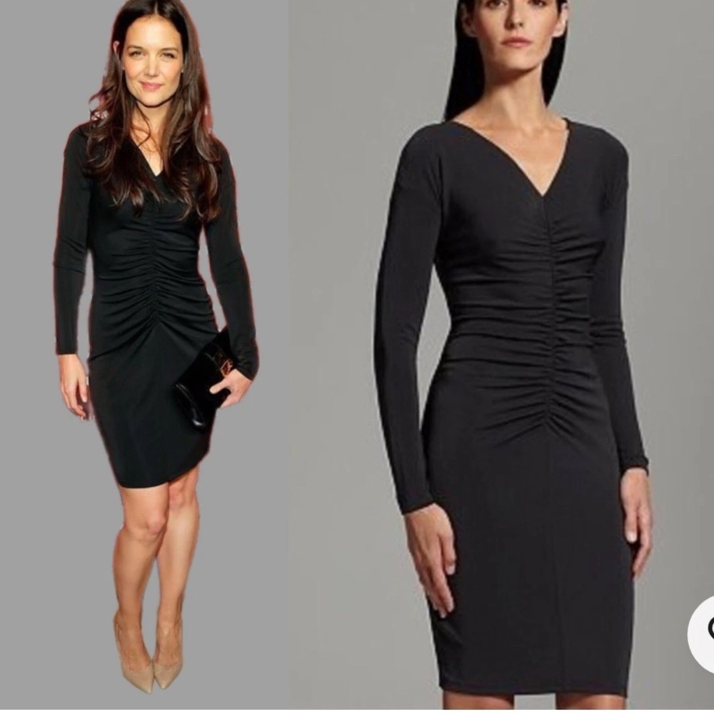 Narciso Rodriguez x Design Nation Black Ruched LBD Bodycon Slinky Dress Size XS